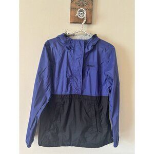 Marmot Womens Size Small Blue Black Nylon 1/2 Zip Jacket Lightweight Hooded